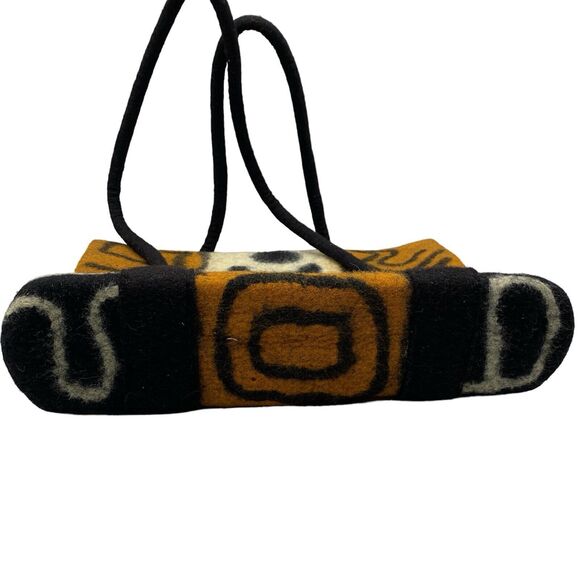 Handmade Felt Wool Boho Bag Purse Southwestern Double Strap By Tumar RARE - Picture 4 of 9